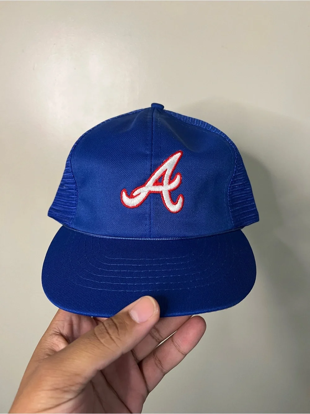 Vintage 90s Active Generation Atlanta Braves Mesh Trucker Hat Snapback